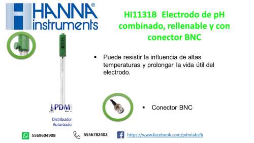 -HANNA INSTRUMENTS -Electrodo de pH combinado, rellenable y con conector BNC